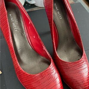 Nine West Textured Red Heels